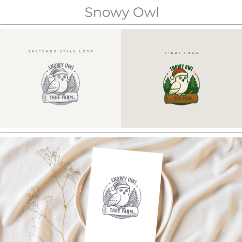 Snowy Owl Christmas Tree Farm ---LOGO COMPETITION! Design by Linéa™