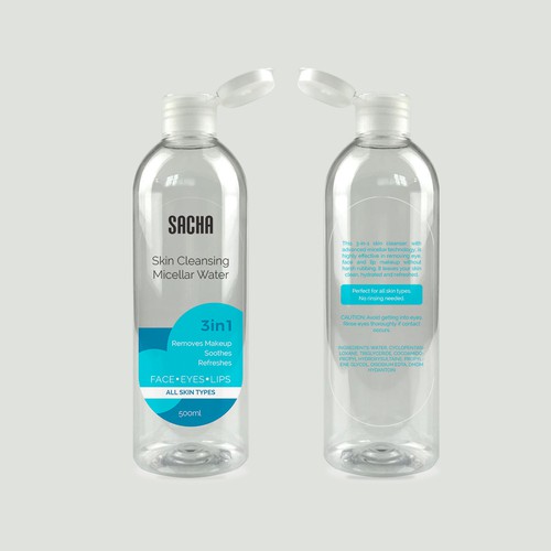 Sacha Micellar Water bottle 500ml Design by Shisiouk