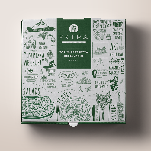 Pizza Box Design for award winning restaurant USA TODAY 'TOP 25 IN USA' Design by O_Nika Design!