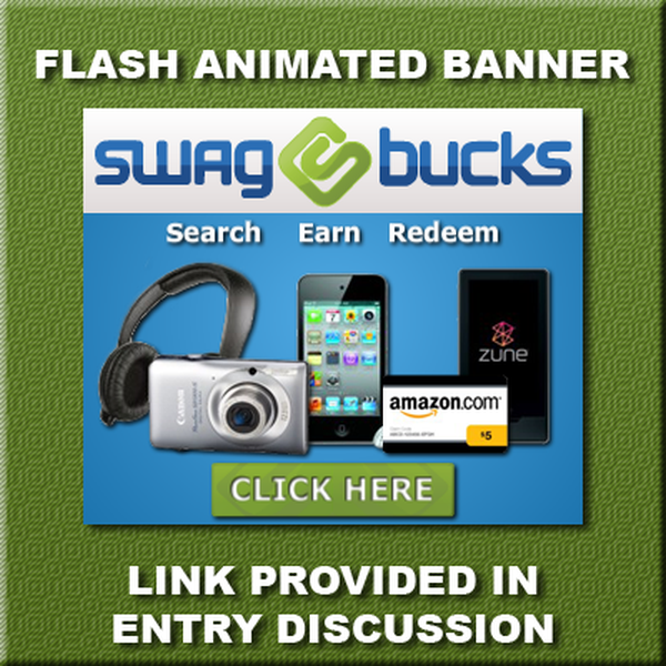 Design by rei20 titled "Swag Bucks needs an amazing new banner ad"