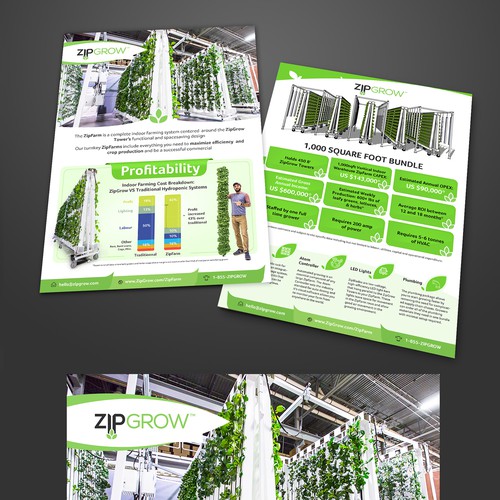 Brochure design for indoor, vertical hydroponic farm Design by Logicainfo ♥