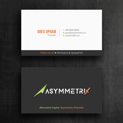 Design a cool, edgey but sophisticated business card for an alternative investment firm. Design von Felix SH