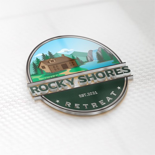 Rocky Shores Retreat Vacation Cottage Logo Design by Carlos Foliaco