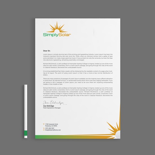 "Renewable Energy Company Letterhead" Design réalisé par (VEER)