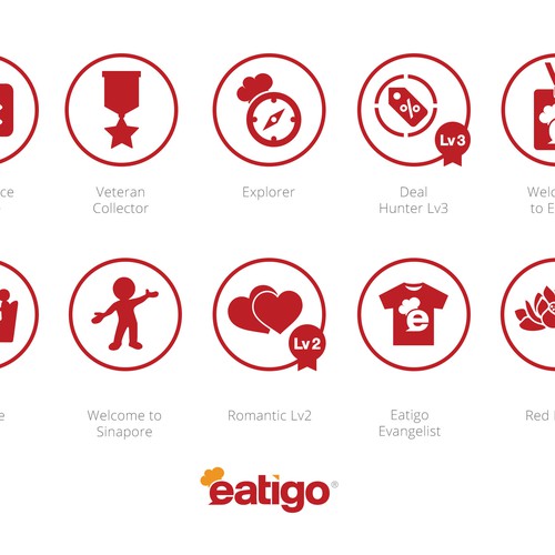 Design 10 badges/icons for eatigo & win full badge 1-on-1 project!! Design by Hardworx Design