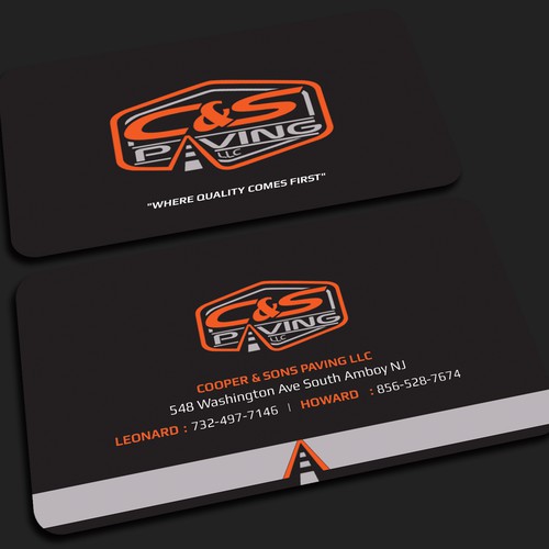 We are an asphalt paving company  card with character, style, stands out from everyone nothing bland no white ,add stuff Design réalisé par CurveSky™ ☑️