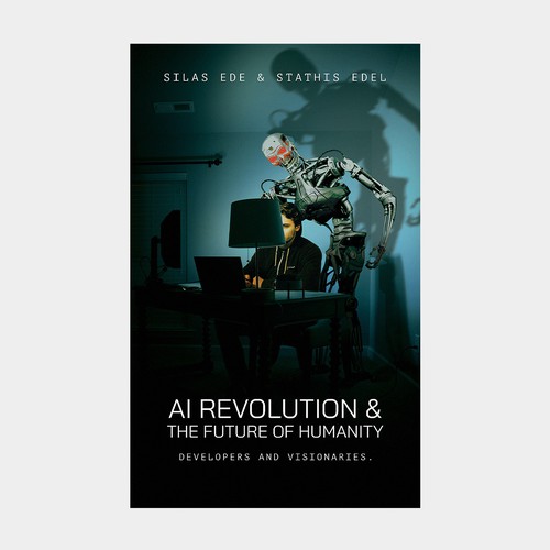 Futuristic AI Book Cover - AI vs Humans/Dark Design by xu yi