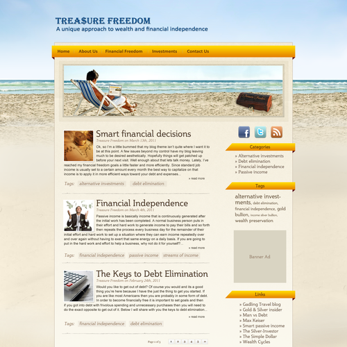 Financial Freedom Wordpress Blog Theme (Web 2.0) Diseño de Hitron_eJump