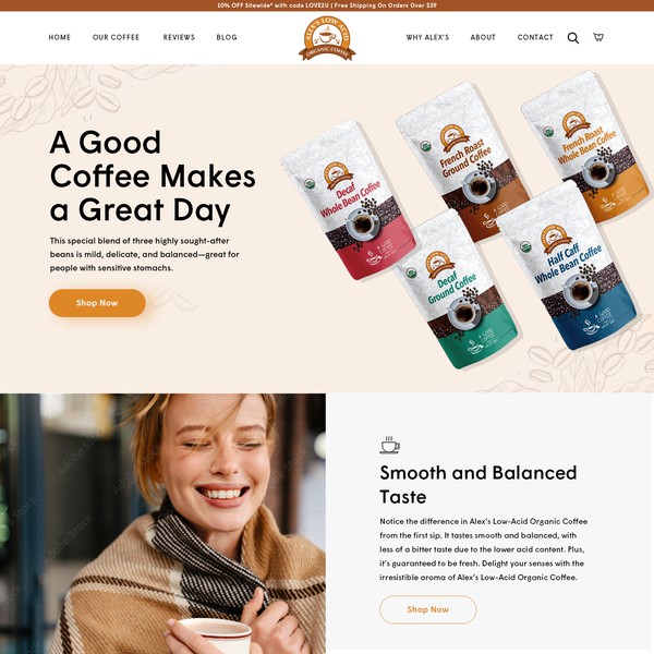 Low Acid Coffee Website
