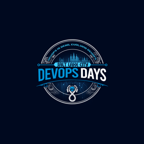 Evolution of DevOps - during Pi day - website and print logo Design by Maria Angelica Gomez