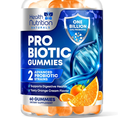 Healthy Probiotic Gummies Label needed for Health Nutrition Design réalisé par rembrandtjurin