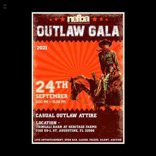 Design an Eye Catching flyer for our Outlaw Gala Design by Shivam Mehta ✅