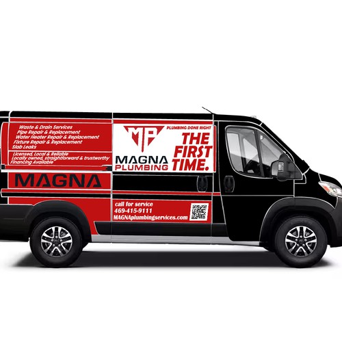 Informative, Clean Van Wrap for Plumbing Business Design by Technotecdesign