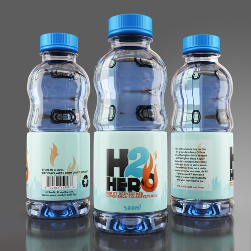 Create a capturing energetic and heroic design bottled water label that captures charitable minds Design by syakuro