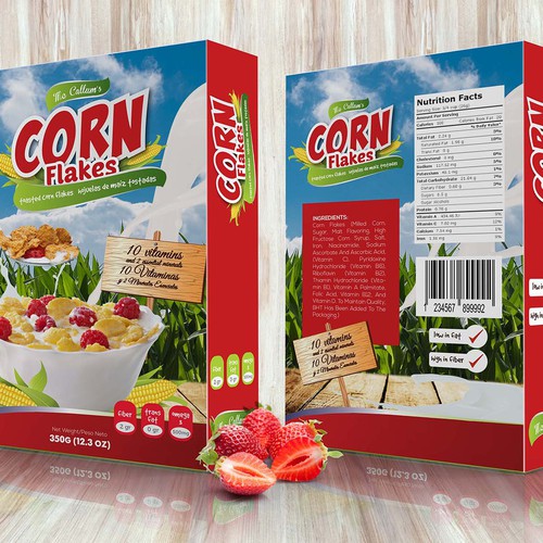 Create a new refreshing and modern Corn Flakes box design Design by gotza ✨