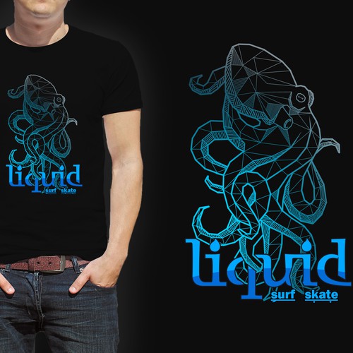Liquid Surf Shop T Shirt (Sea Creature Design)