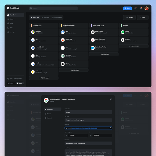 TrackMyJob (Job Tracker Web Application) Design by Ali Sayfiddinov