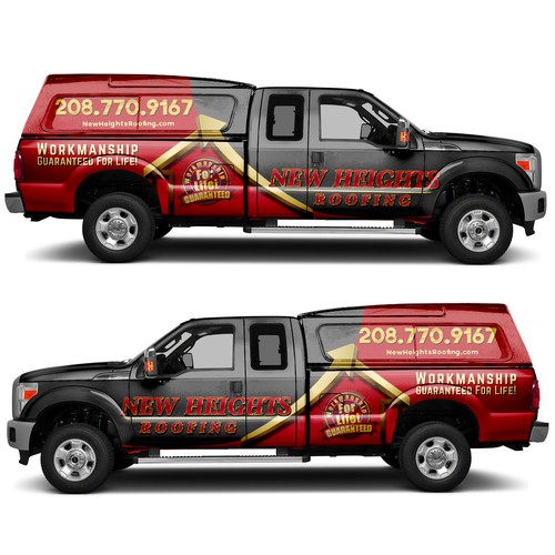 Create Bold And Professional Truck Wrap For High-End Roofing Company Design by ssrihayak