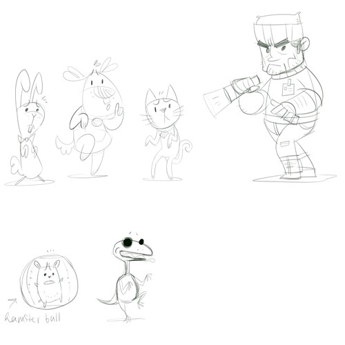 Illustrations for a table top game where animals escape a pet control facility Design by MekareMadness