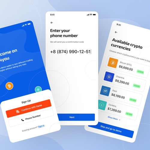 Designs | cryptocurrencies registration flow | App design contest