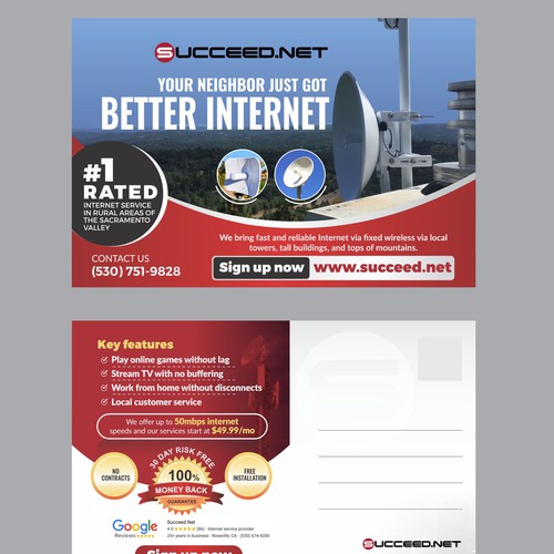 6x9 postcard advertisement for Fixed Wireless ISP Design by 99kreative