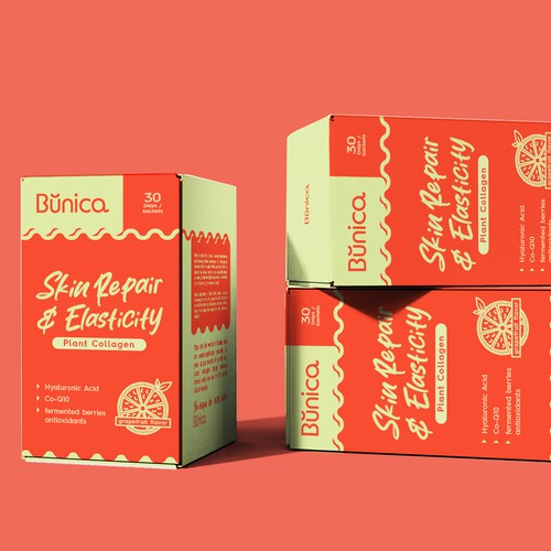 Collagen with personality. Clean and inviting box label design. Design by IleanaP