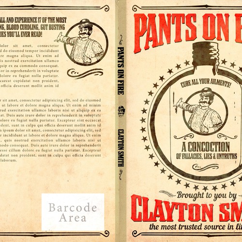 Create a fun book cover for Pants on Fire: A Collection of Lies! Design by Jake Clark
