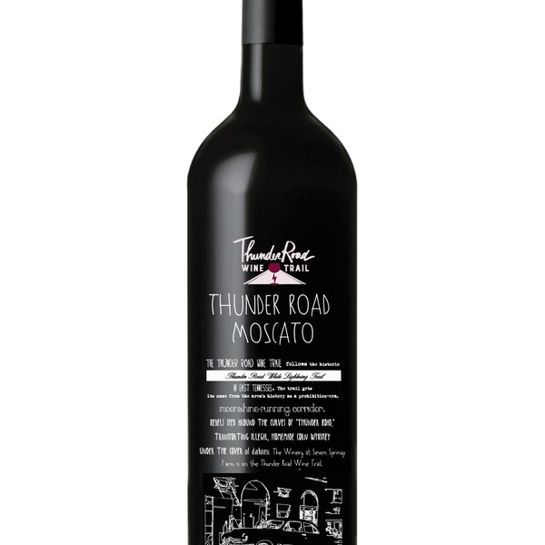 Thunder road moscato wine label