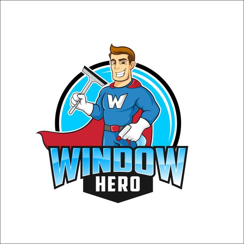 Design a mascot logo for Window Hero, a window washing company Design by AzZura83