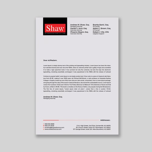 Letterhead for Divorce & Family Law Firm; Modern, Minimalist, Conservative Design Design by a r t  ^ s t a r