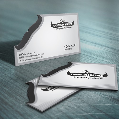 Unique business card for The Emporium Barber デザイン by BlueMooon