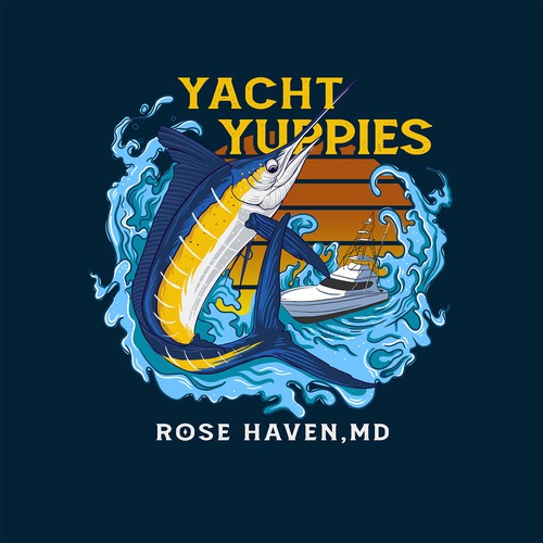 Yacht yuppies t-shirt design - white marlin/tuna, Illustration or graphics  contest