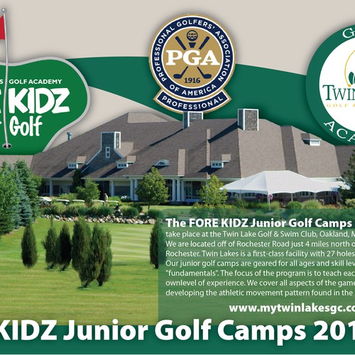 Twin Lakes Golf Academy / FORE KIDZ Junior Golf Camps needs a new print or packaging design Réalisé par V.M.74