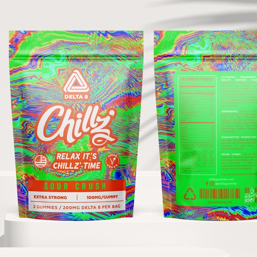 CHILLZ CBD Brand need his new packaging for his DELTA 8 Gummies Design by bcra