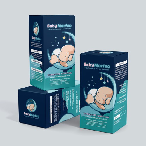 Baby Morfeo -Melatonina per Bambini -  Melatonin Supplement for kids Box and label design Design by Eunoia_Karsa