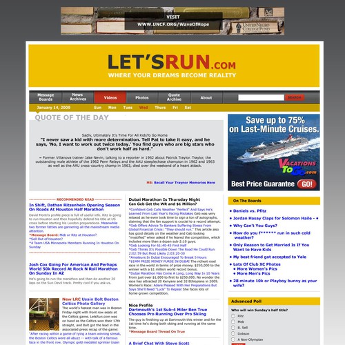 LetsRun.com Homepage Re-Design/Cleanup Diseño de CreativeQuartersCo