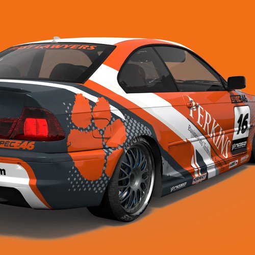 Perkins-Clemson e46 Race Car Wrap Design by Andrei Sandu