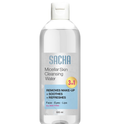 Sacha Micellar Water bottle 500ml Design by Creativedzine