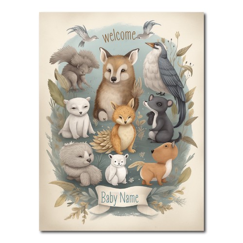 Design unique baby nursery poster with magical creatures Design by Windmill Designer™