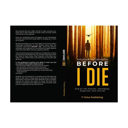 Engaging cover for end of life information journal directed towards 40+ year olds Design by BengsWorks