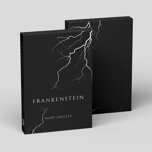 Design a book cover for an unique edition of Frankenstein, fully printed on black paper Design by Brandkore™