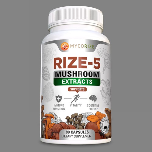 Diseño de Mushroom Supplement Label Needed! Clean & Modern with a creative flare! de Aalamvision