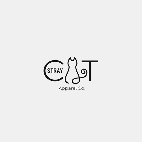 Logo for Stray Cat Apparel Co. - Clothing brand that donates 100% to saving cats! Design by happysummer