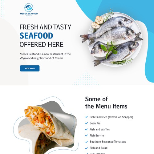 Miami Soul Seafood Restaurant Concept 1 Page Only Design von MercClass