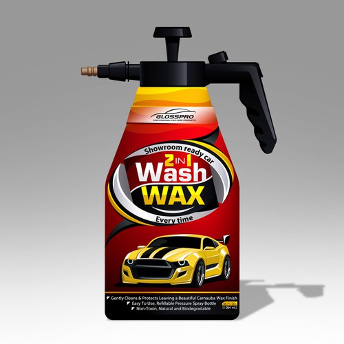 Glosspro "2 in 1 Car Wash and Wax" (Waterless Carwash)  Label Design by Yeni Rostislav