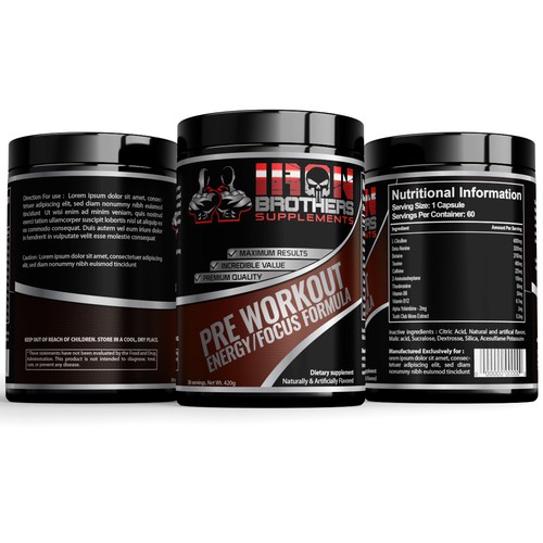 Iron Brothers Supplements PREWORKOUT Label | Product label contest