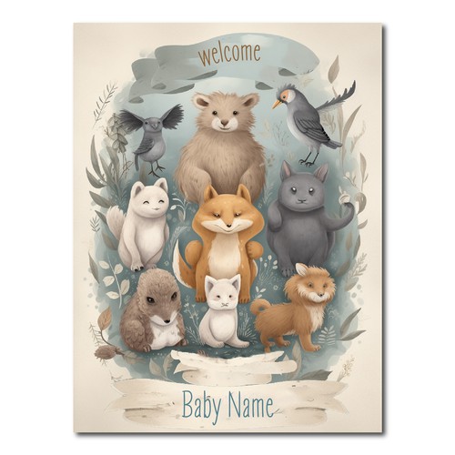 Design unique baby nursery poster with magical creatures Design by Windmill Designer™