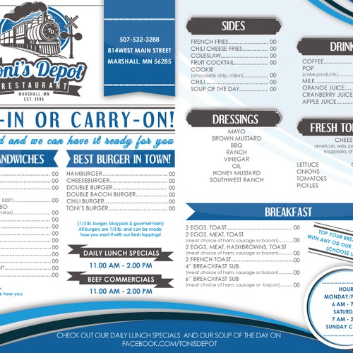 Sub & Burger Restaurant needs NEW DESIGN take out menu! Design by esse.