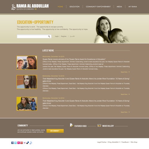 Design di Queen Rania's official website – Queen of Jordan di yashrdr