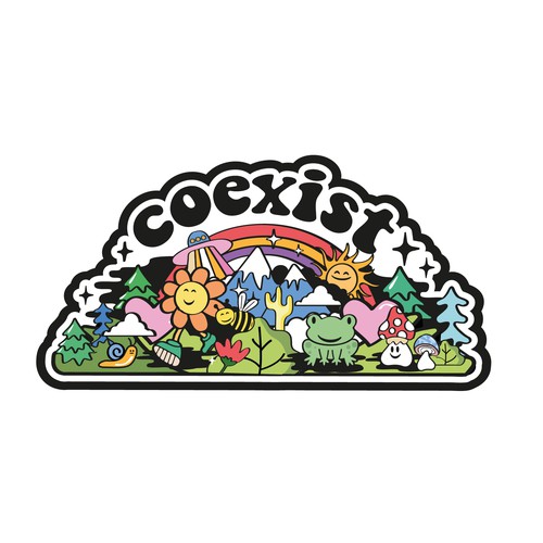 NEED FUN AND COLORFUL "COEXIST" STICKER ILLUSTRATED Design by redsonya